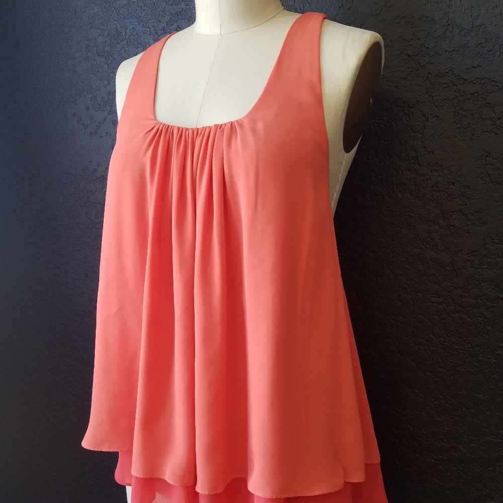 Ruffled halter-back two-layered sleeveless top